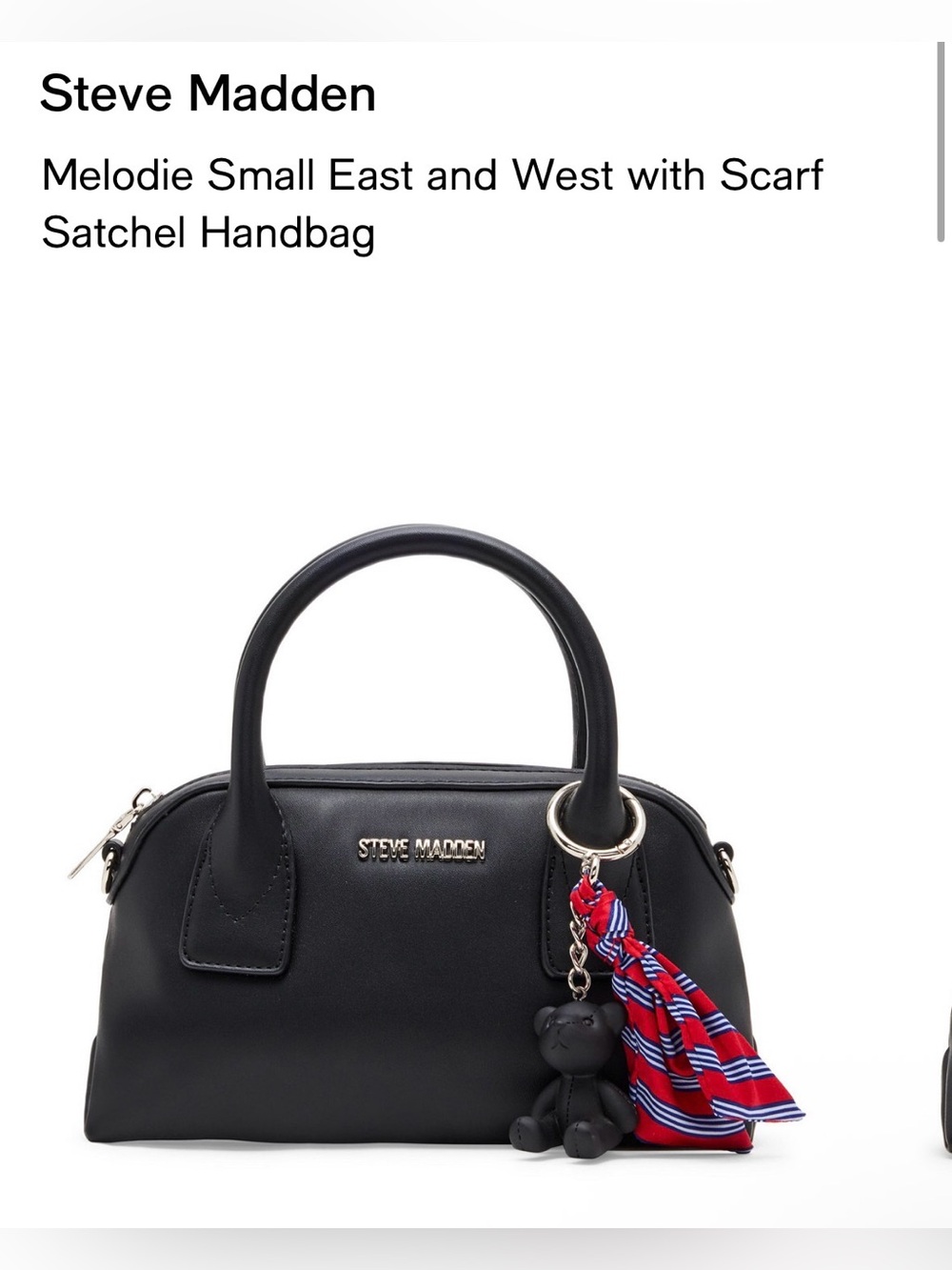 Steve Madden Sm EW With Scarf Satchel. Black/Silver.